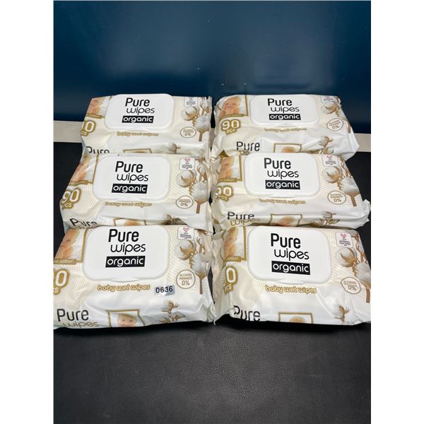 Lot of 6 Packs of Pure Organic Baby Wet Wipes