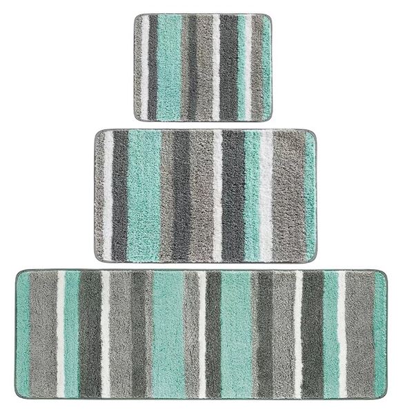 Lot of 1 mDesign Long,Standard, & Short Bath Rug Combo Set - Mint/Gray