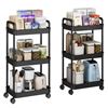 Image 1 : Lot of 3-Tier Utility Storage Carts/Rolling Storage Carts - 2 In Box! - Black