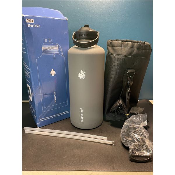 Lot of 1 Sendestar Double Wall Stainless Steel Insulated Water Bottle - 87oz(2.5L) - Gray