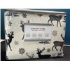 Image 2 : Lot of 1 Ultra Soft Flannel 100% Cotton Twin Sheet Set - Deer Design (Black/White)