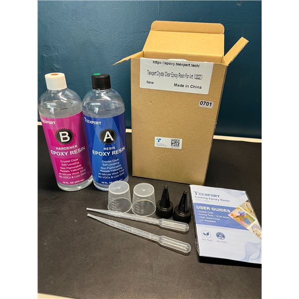 Lot of 1 Teexpert Crystal Clear Epoxy Resin Kit - 32oz