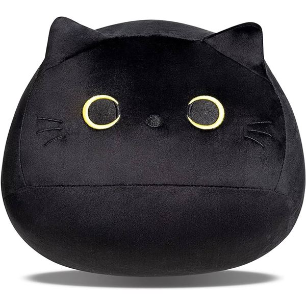 Lot of 2 Large "Squishmallow" Inspired Stuffies/Pillows - Black Cat Design - 16 inch