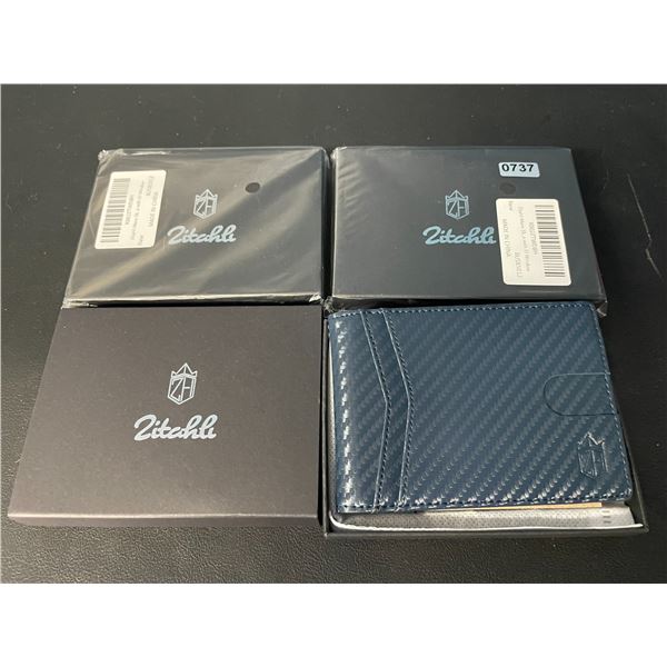 Lot of 3 Zitahli Mens Slim Leather Wallets w/ Money Clips & RFID Blocking