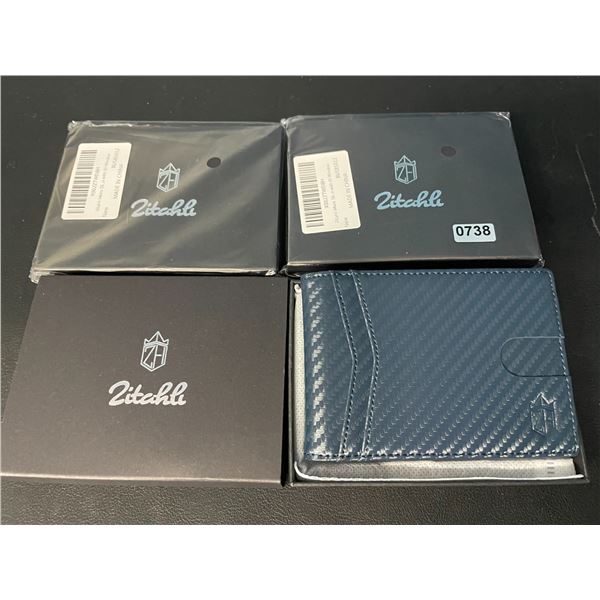 Lot of 3 Zitahli Mens Slim Leather Wallets w/ Money Clips & RFID Blocking