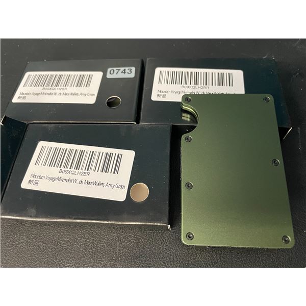 Lot of 3 Mountain Voyage Minimalist Mens Wallets - Army Green Colour
