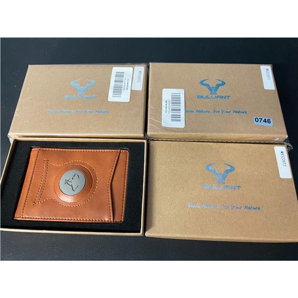 Lot of 3 Bulliant Mens Wallets w/ Airtag Pocket - Brown Leather
