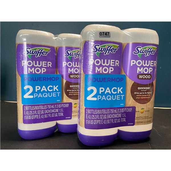 Lot of 2 Double-Packs of Swiffer Power Mop Refills/Floor Cleaner - 4 Bottles Total - Lemon Scent