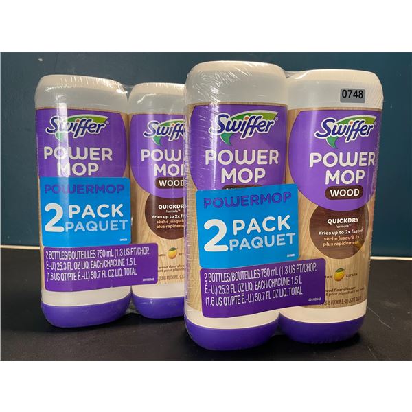 Lot of 2 Double-Packs of Swiffer Power Mop Refills/Floor Cleaner - 4 Bottles Total - Lemon Scent