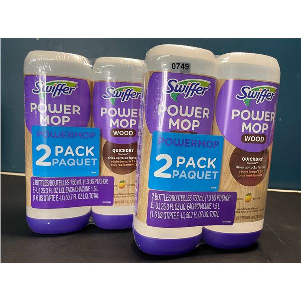 Lot of 2 Double-Packs of Swiffer Power Mop Refills/Floor Cleaner - 4 Bottles Total - Lemon Scent
