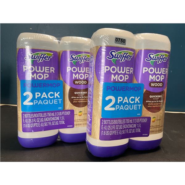 Lot of 2 Double-Packs of Swiffer Power Mop Refills/Floor Cleaner - 4 Bottles Total - Lemon Scent