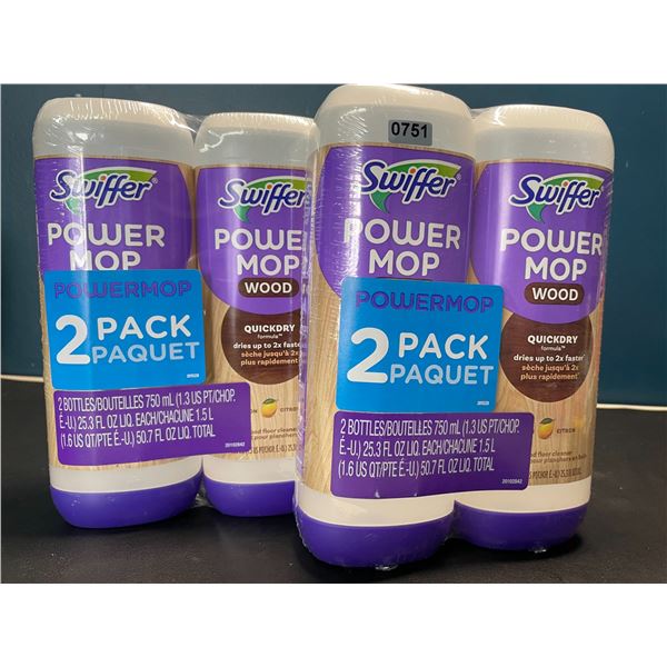 Lot of 2 Double-Packs of Swiffer Power Mop Refills/Floor Cleaner - 4 Bottles Total - Lemon Scent
