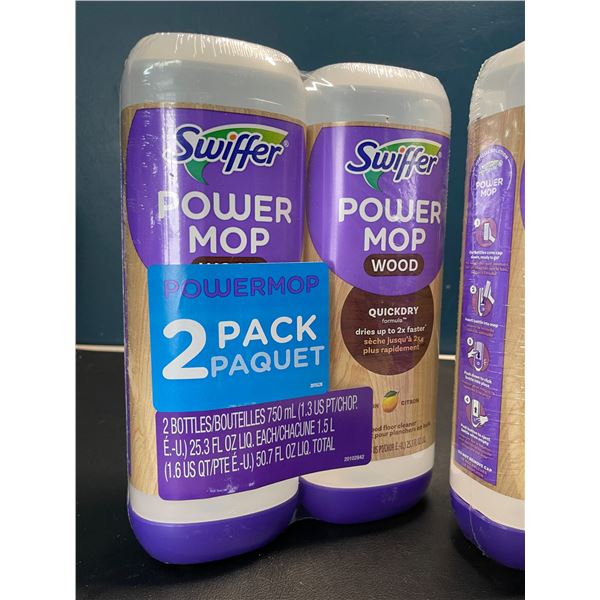 Lot of 2 Double-Packs of Swiffer Power Mop Refills/Floor Cleaner - 4 Bottles Total - Lemon Scent