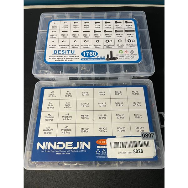 Lot of 2 Boxes of Assorted Nuts/Bolts/Washer Sets