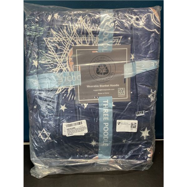 Lot of 1 Three-Poodle Super Soft Wearable Oversized-Hoodie "Snuggie" Blanket for Adults - Brand New!