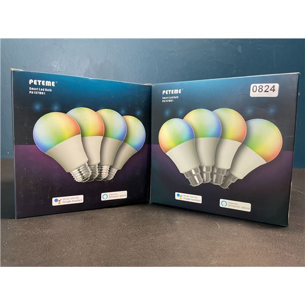 Lot of 2 Multi-Packs of Smart RGB Light Bulbs - 4pcs per box/8 total