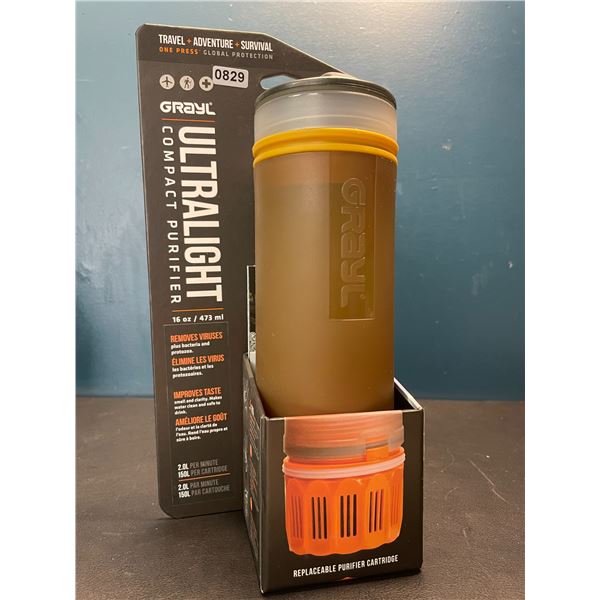 Lot of 1 Grayl Ultralight Compact Purifier Water Bottle - 16oz - Removes Viruses/Bacterie from Water