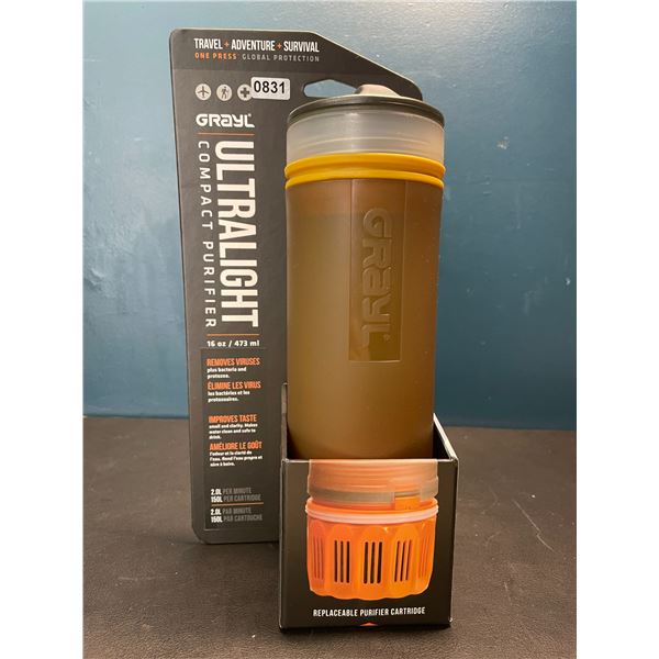 Lot of 1 Grayl Ultralight Compact Purifier Water Bottle - 16oz - Removes Viruses/Bacterie from Water