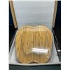 Image 2 : Lot of 1 Bamboo Cheese Board/Charcuterie Board - Apple Shaped - w/ 4 Cheese Knives - New Sealed!