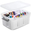 Image 1 : Lot of 1 Large 17QT Plastic Storage Bin w/ 6 Removable Inserts - For Crafts, Art, Tools, Lego, etc