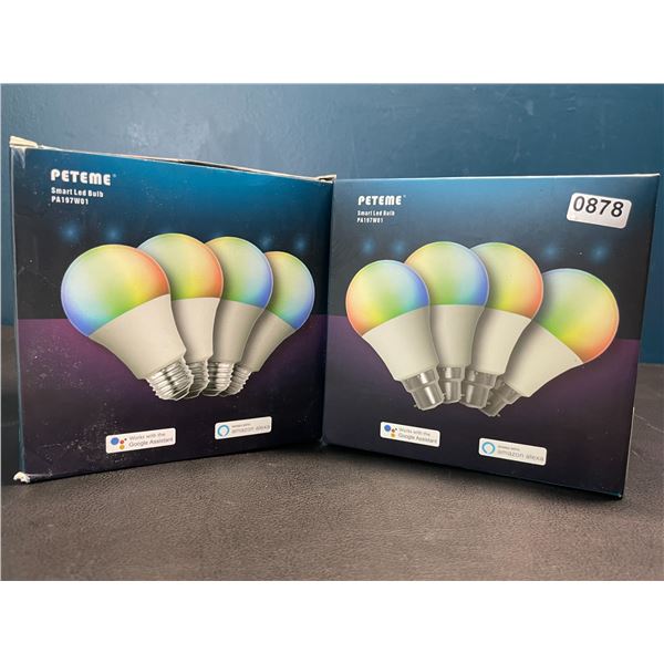 Lot of 2 Multi-Packs of Smart RGB Light Bulbs - 4pcs per box/8 total
