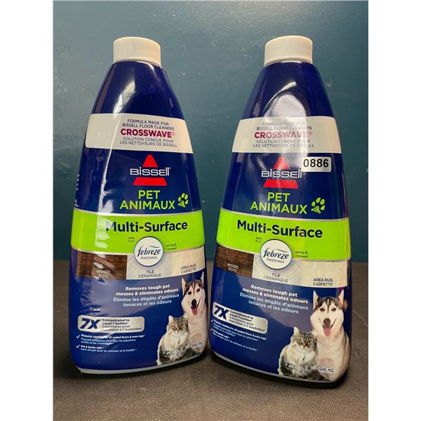 Lot of 2 Jugs of Bissell Pet Multi-Surface Cleaners w/ Febreeze - 946mL each