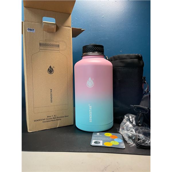 Lot of 1 Sendestar Double Wall Stainless Steel Insulated Water Bottle - 1.8L (64oz) - Pink/Blue