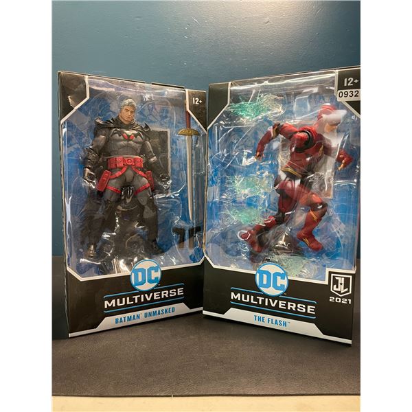 Lot of 2 DC Multiverse Action Figures by McFarlane Toys - Batman Unmasked & The Flash