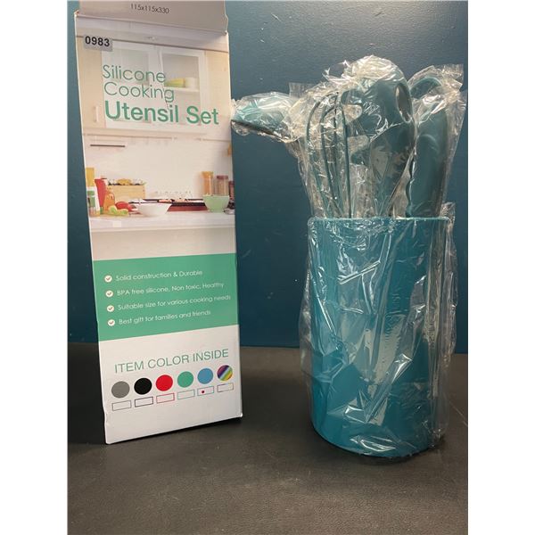 Lot of 1 Silicone Kitchen Utensils Set - Blue