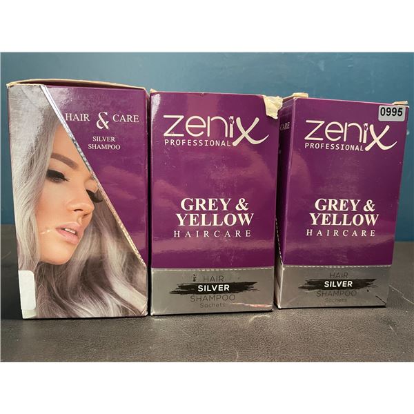 Lot of 3 Boxes of Zenix Professional Hair Silver Shampoo - For Grey & Yellow/Blonde Hair