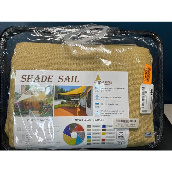Lot of 1 Sun Shade Sail - UV Resistant - For Patios/Decks/Gardens - 12ft x 12ft