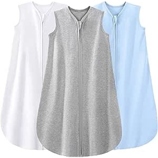 Lot of 1 Pack of Yoofoss Baby Sleep Sacs - 3 PCS Included (Grey, White, & Blue) - 6-12month
