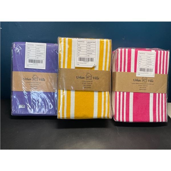 Lot of 3 Packs of Urban Villa Premium Oversized Dinner Napkins/Towels