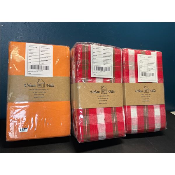 Lot of 3 Packs of Urban Villa Premium Oversized Dinner Napkins/Towels