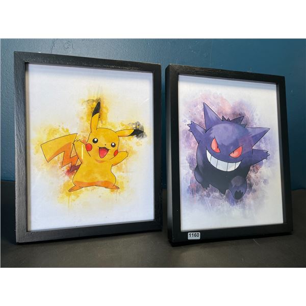 Lot of 2 Pokemon Framed Art Pieces - Pikachu & Gengar (8.5 x 11in approx)