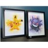 Image 1 : Lot of 2 Pokemon Framed Art Pieces - Pikachu & Gengar (8.5 x 11in approx)