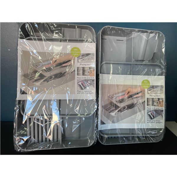 Lot of 2 Cutlery/Utensil & Gadget Drawer Organizer Tray Sets