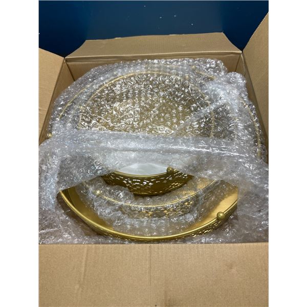Lot of 1 Cake Stand Set - Pack of 3 - Gold
