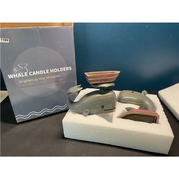 Lot of 1 Box of Whale Candle Holders - Pack of 2