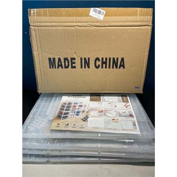 Lot of 1 Multi-Pack of Plastic Collapsible/Stackable Shoe Storage Boxes - 4PCS included