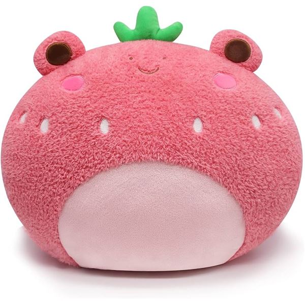 Lot of 2 Strawberry Frog "Squishmallow" Inspired Pillow Plushies - Large 12in Size