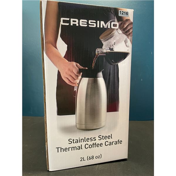 Lot of 1 Cresimo Stainless Steel Thermal Coffee Carafe - 2L (68oz) - Brand New!