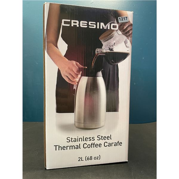 Lot of 1 Cresimo Stainless Steel Thermal Coffee Carafe - 2L (68oz) - Brand New!
