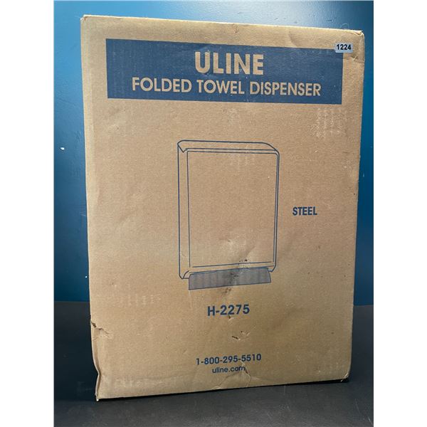 Lot of 1 ULINE Folded Towel Dispenser - Brushed Steel - Model: H-2275