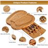 Image 1 : Lot of 1 Bamboo Cheese Board/Charcuterie Board - Apple Shaped - w/ 4 Cheese Knives - New Sealed!