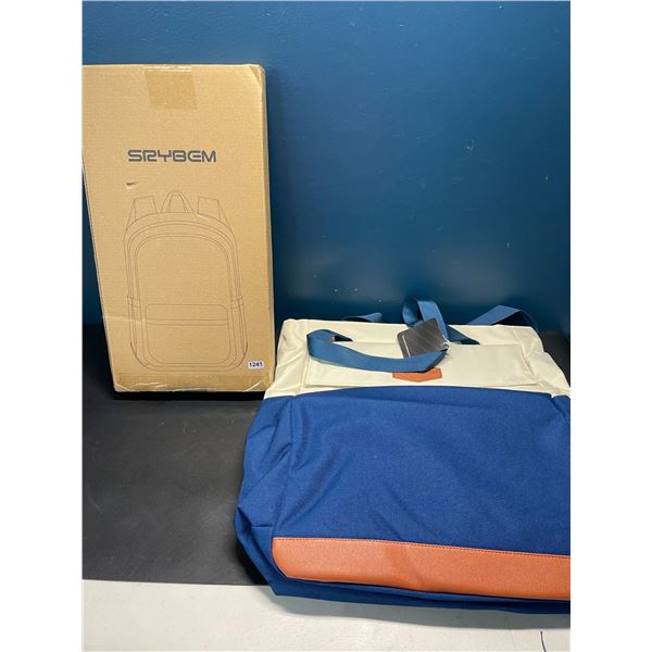 Lot of 1 Srybem Convertible Laptop tote Bag/Backpack - 16 inch - Waterproof - Blue