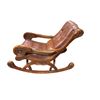 Image 2 : Antique wooden and leather rocking chair - approx. 45in length x 27in wide x 34in height