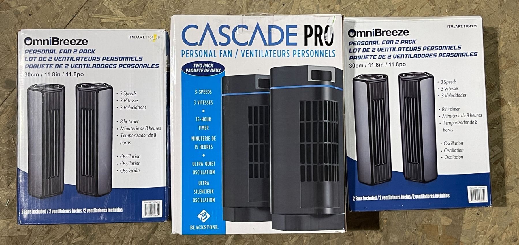 Cascade Box Fans Group of 2 Omnibreeze personal fan 2 pack & Cascade pro personal fan ...