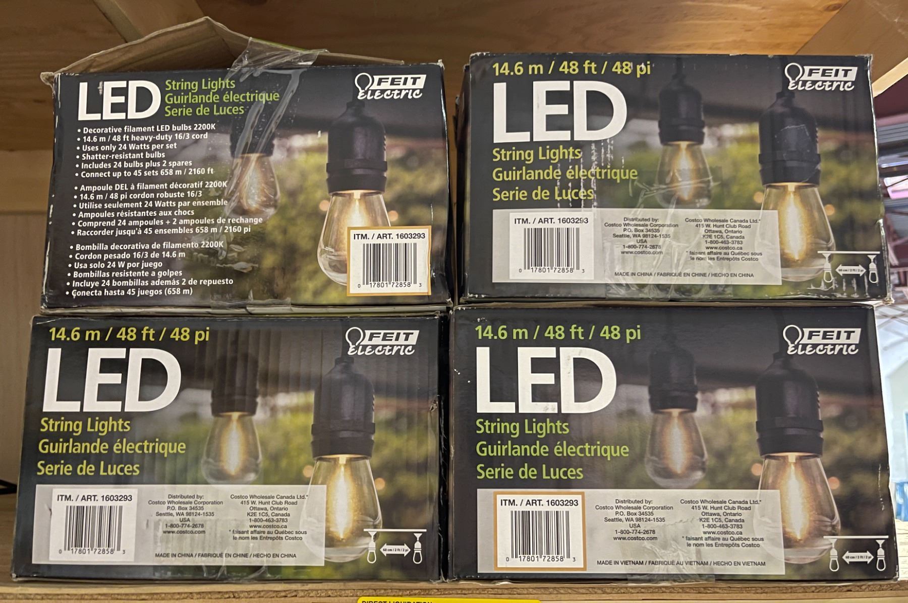 String Light Sales Box Group of 4 boxes of Feit LED string lights 48ft (store return(s))