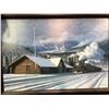 Image 2 : Framed Limited Edition Painting by Max Jacquiard - Lake Louise Train Station - # 9/25 - 49"W x 35"H